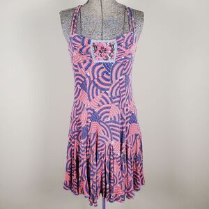 Free People Purple Pink Jersey Knit Sundress Swing Dress Size XS